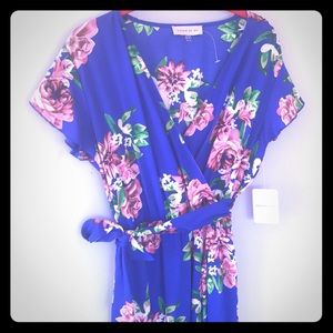 Gorgeous blue floral wrap dress!